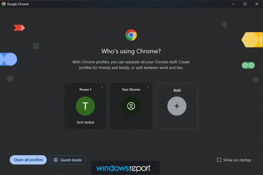 novo botão para abrir perfis