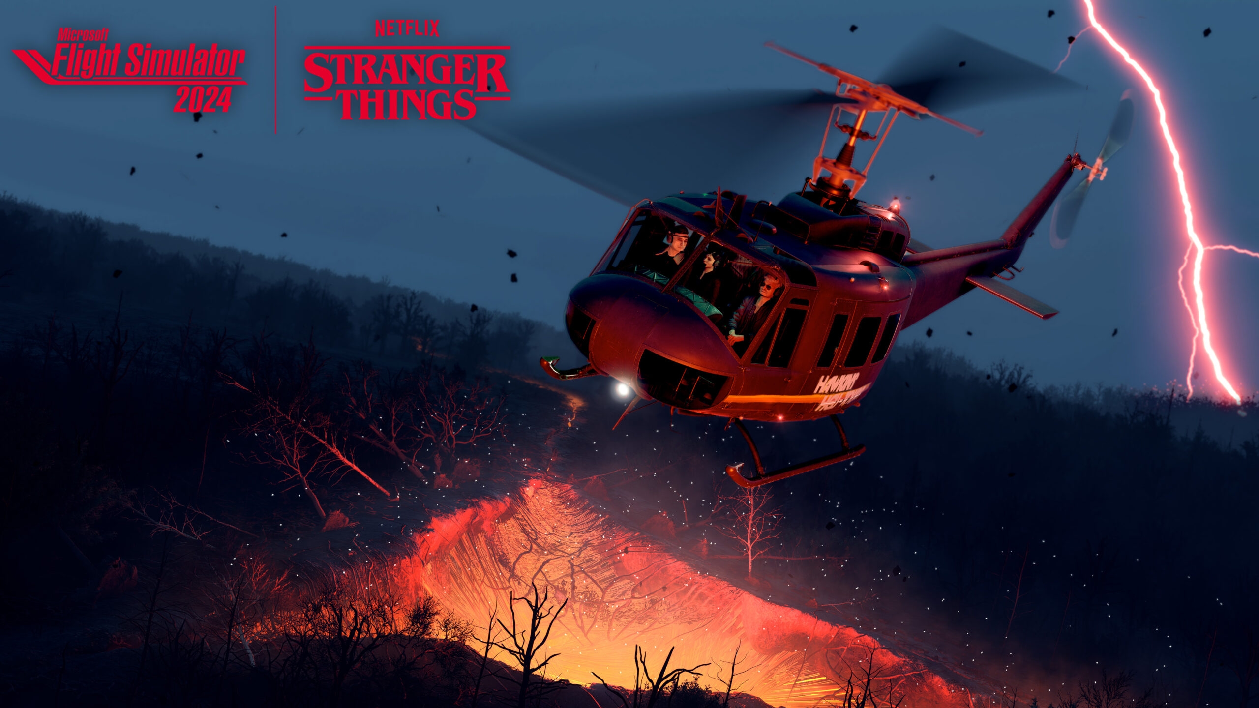 Microsoft Flight Simulator 2024 com Stranger Things