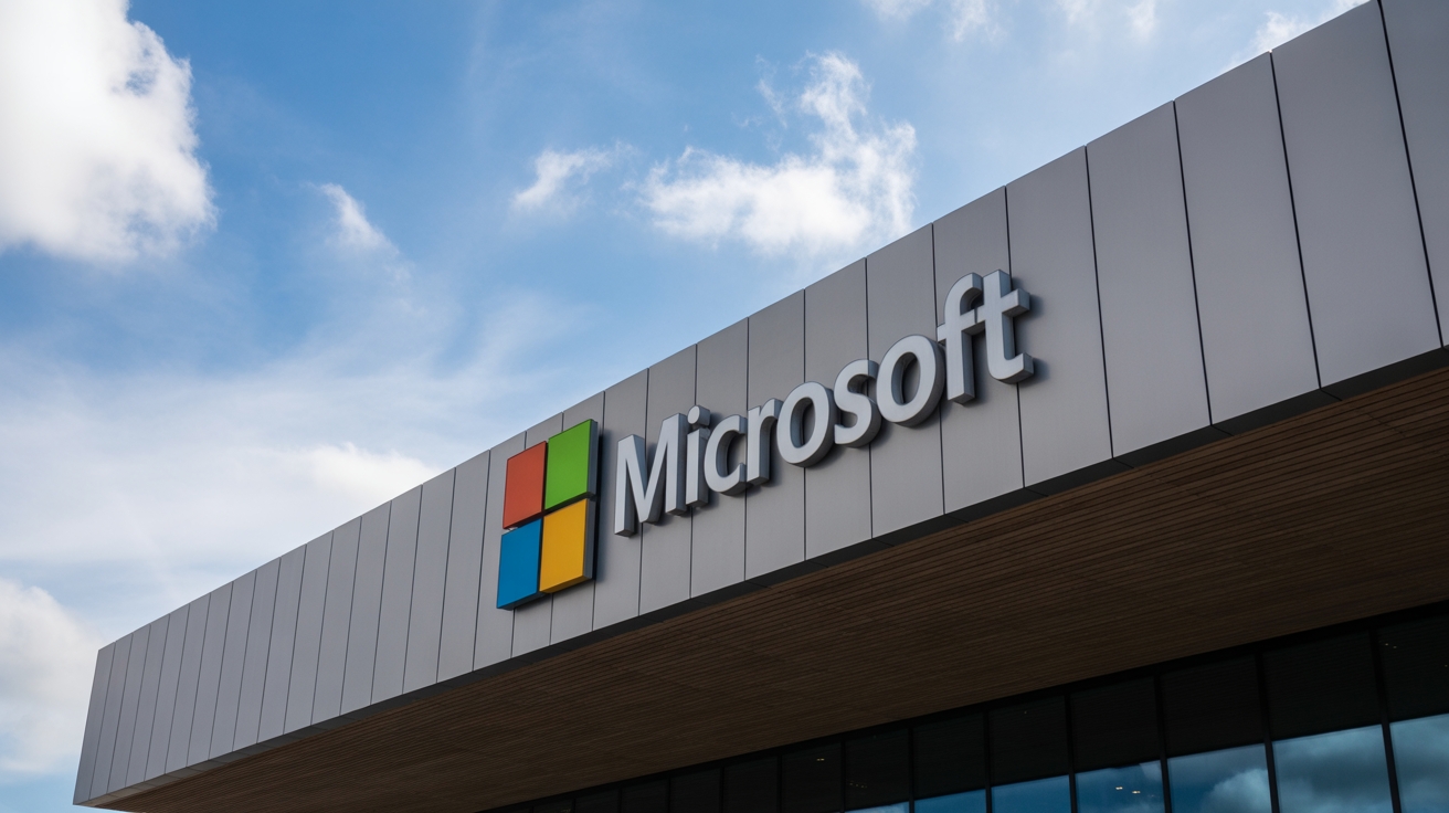 Microsoft logo em edifício