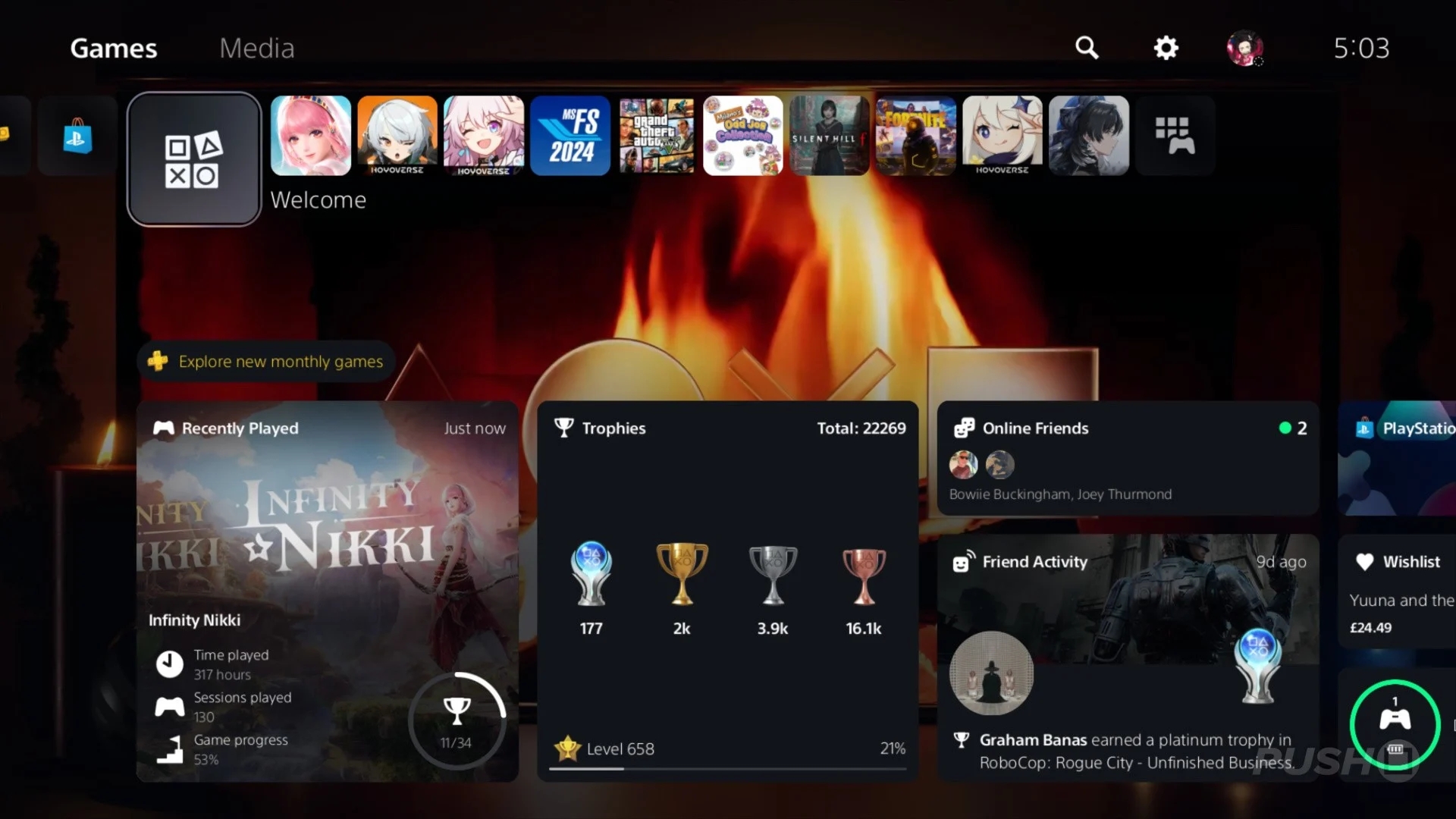 ecrã inicial da ps5