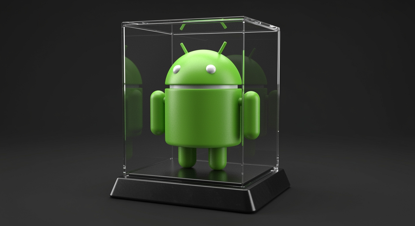 android dentro de uma caixa