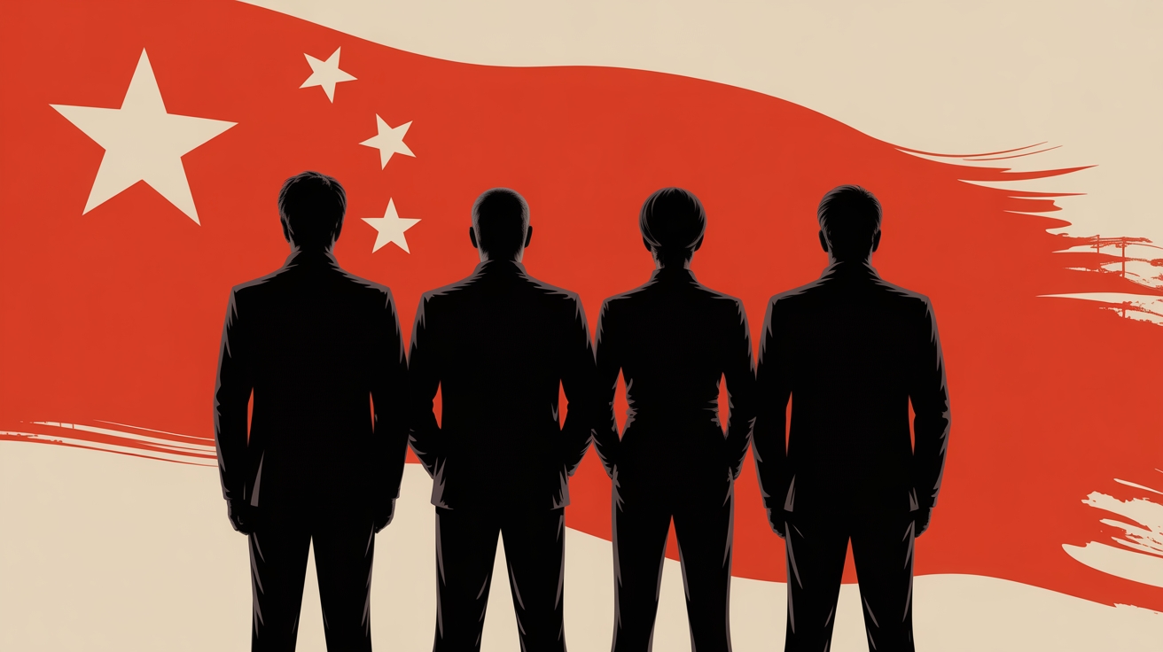 pessoas em frente de bandeira da china