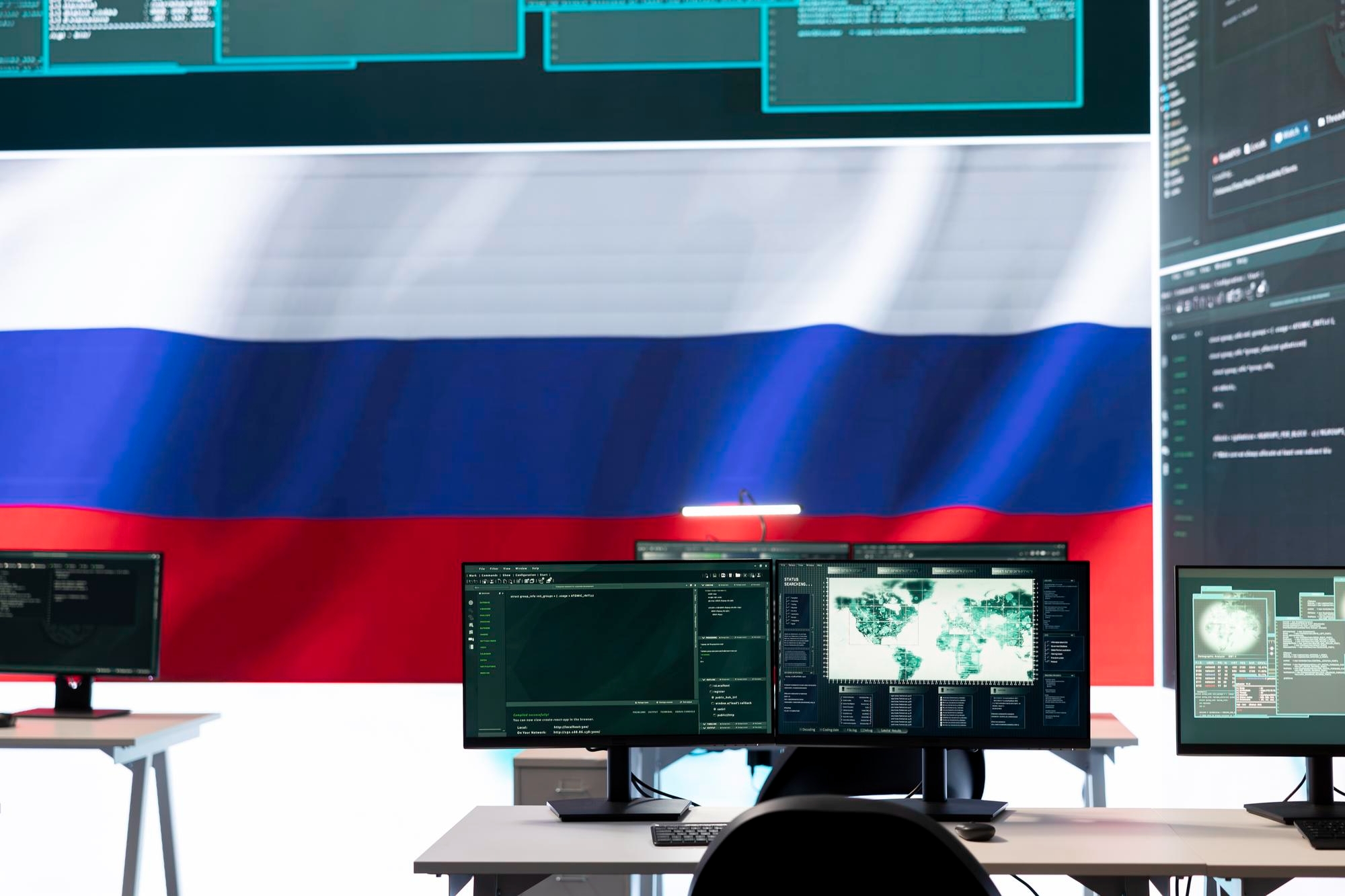 bandeira da russia em fundo de computador