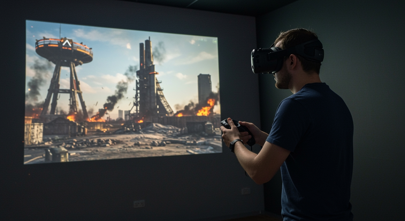 pessoa a usar dispositivo vr