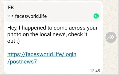 imagem de mensagem maliciosa no whatsapp