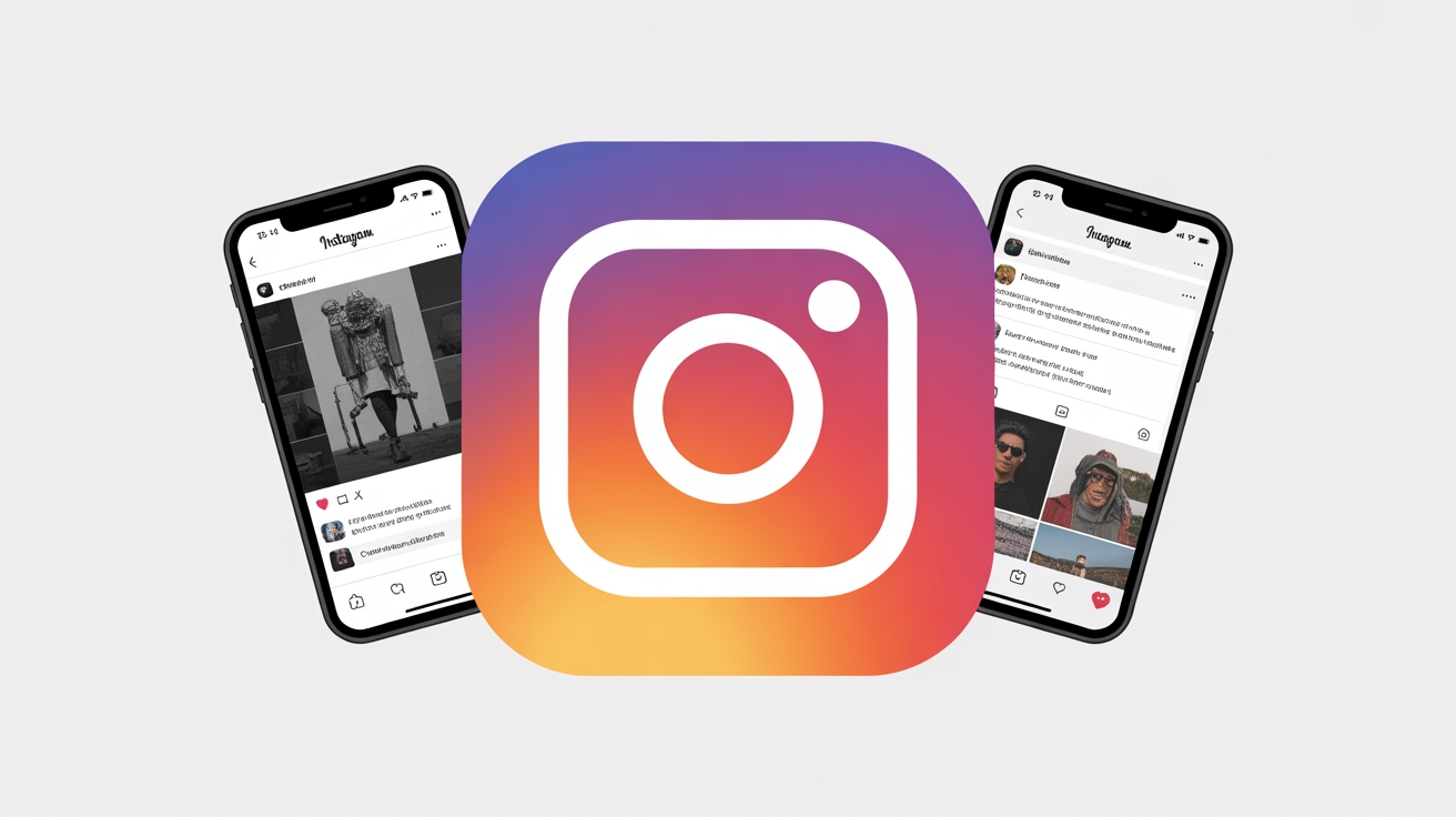 instagram logo com fundo de smartphones da interface da plataforma social