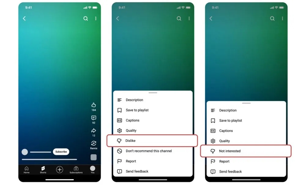 imagem da mudança no youtube shorts