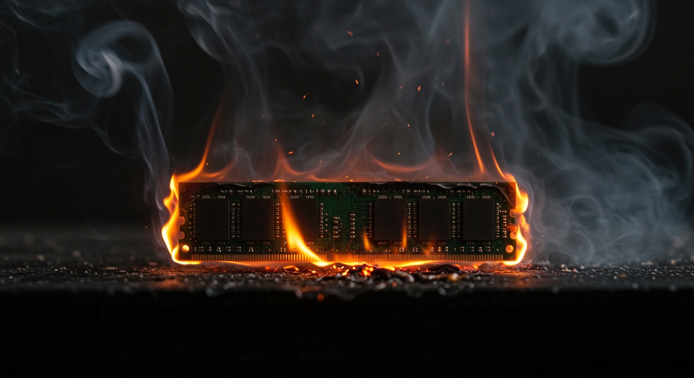 ram de computador em fogo