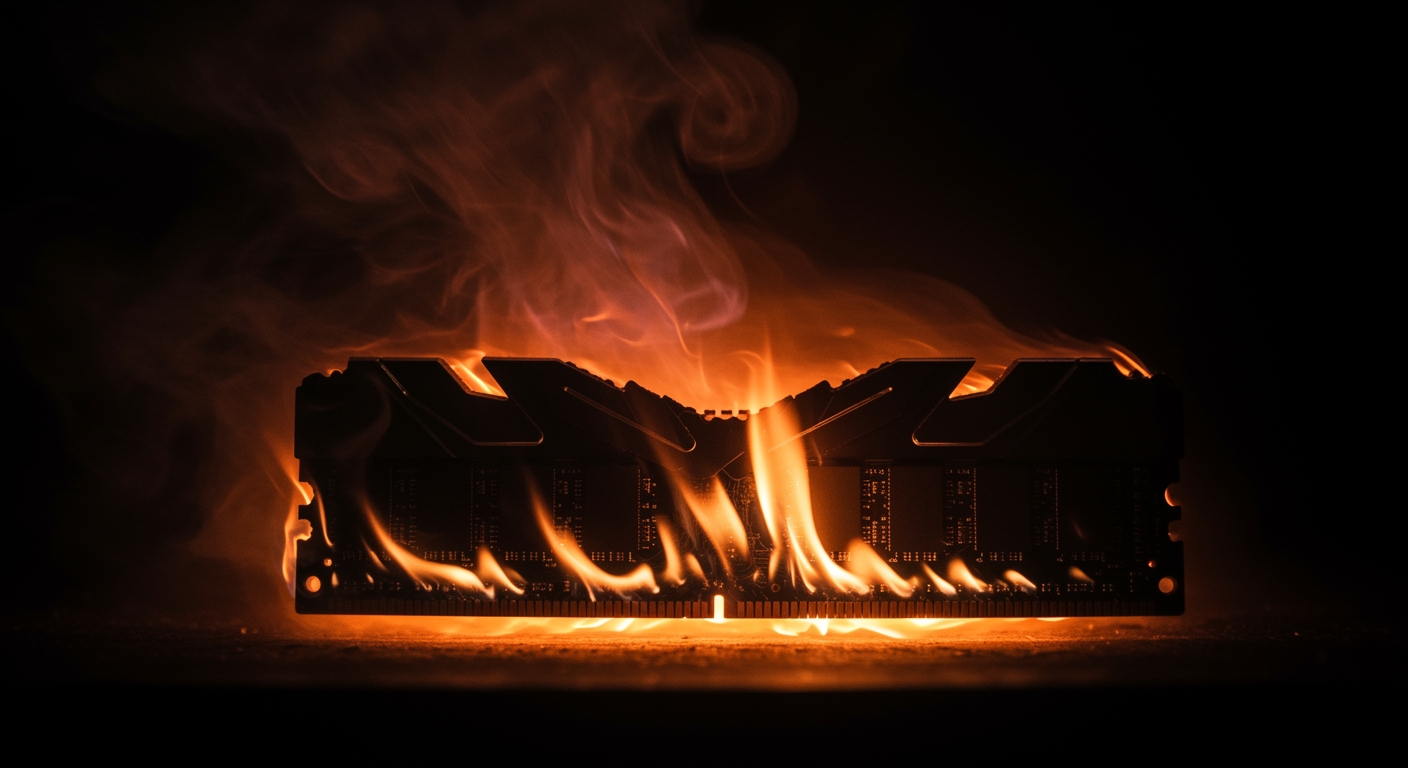 RAM de computador em chamas