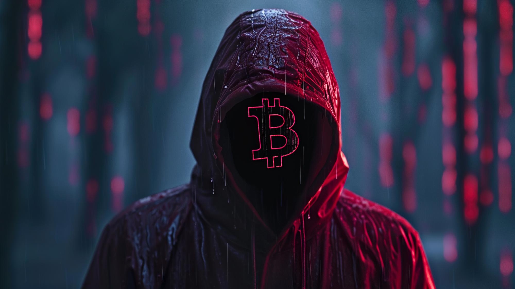 hacker com simbolo de bitcoin