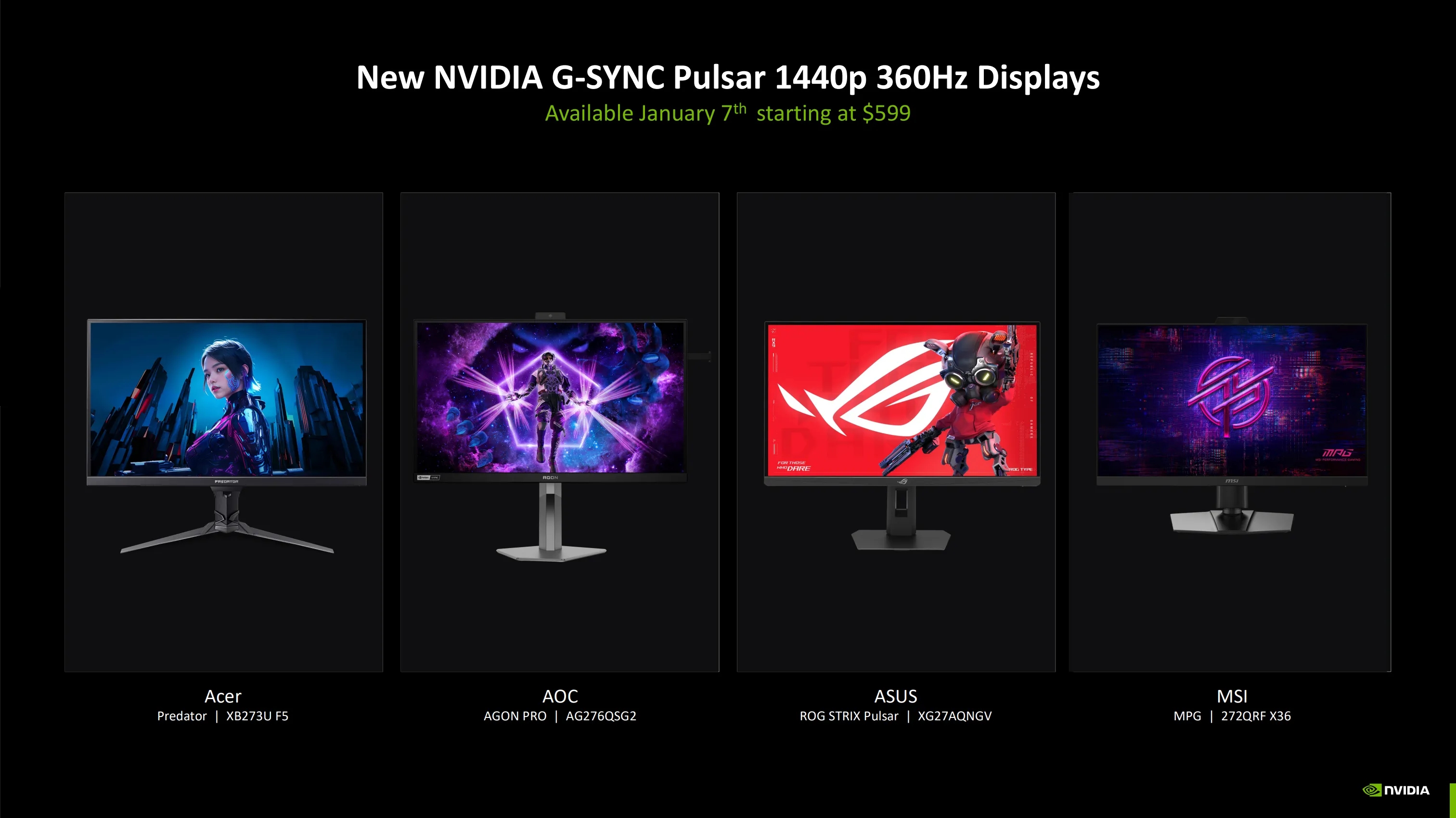 Novos monitores com suporte para tecnologia G-Sync da Nvidia