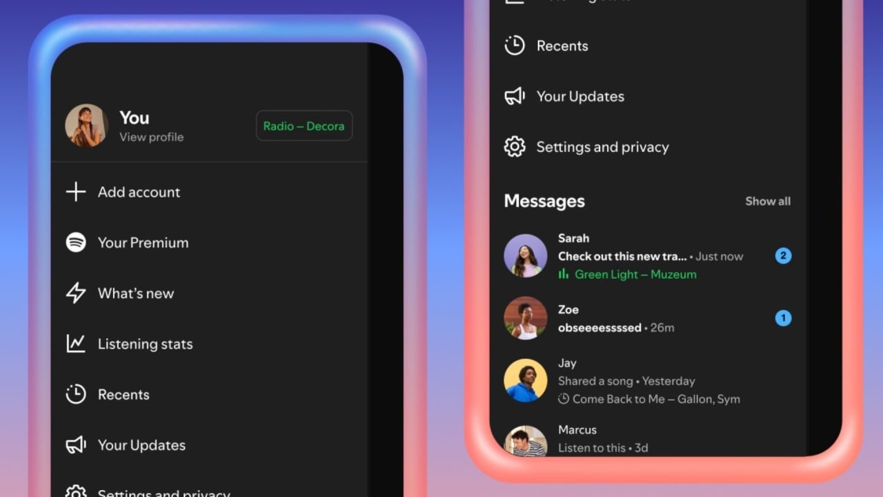 Spotify a apresentar músicas ouvidas pelos utilizadores