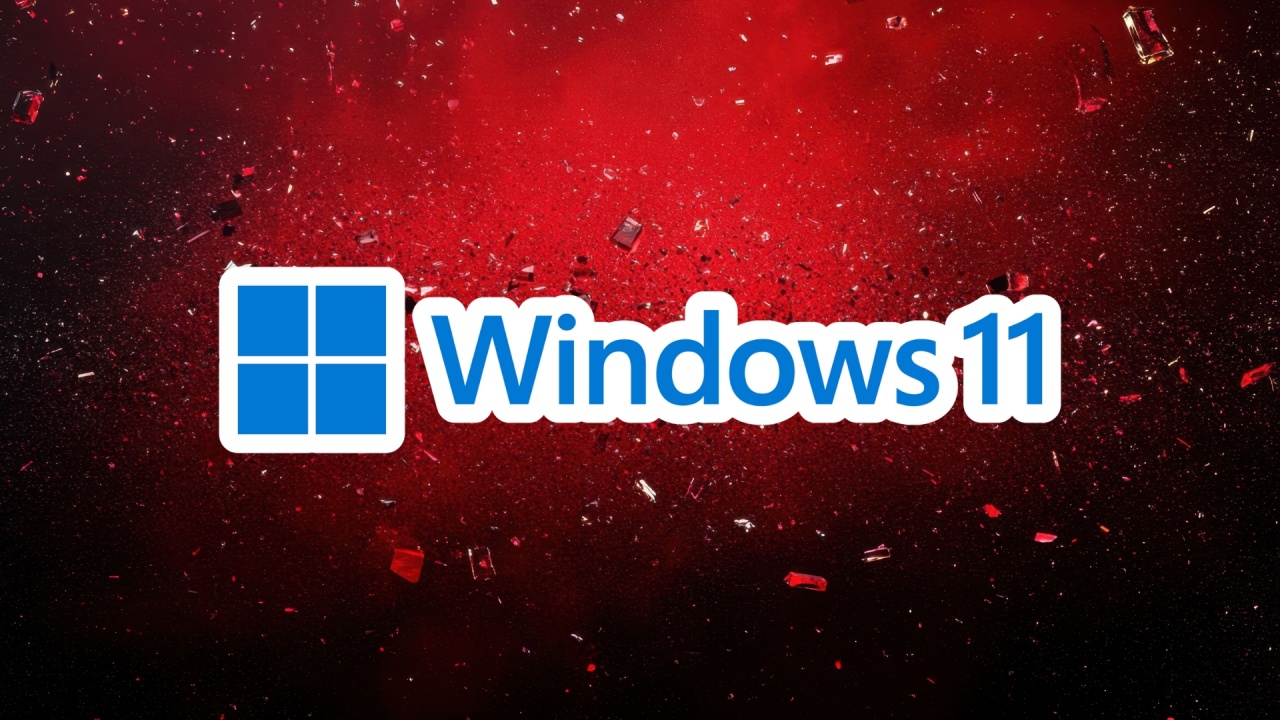Windows 11 logo em fundo vermelho