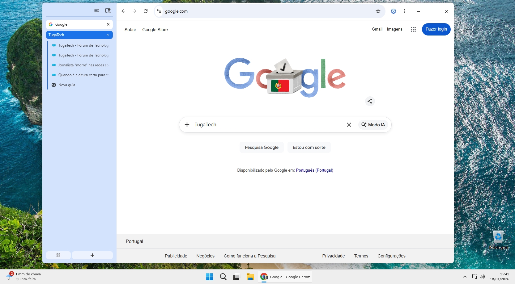 Chrome Beta com abas verticais