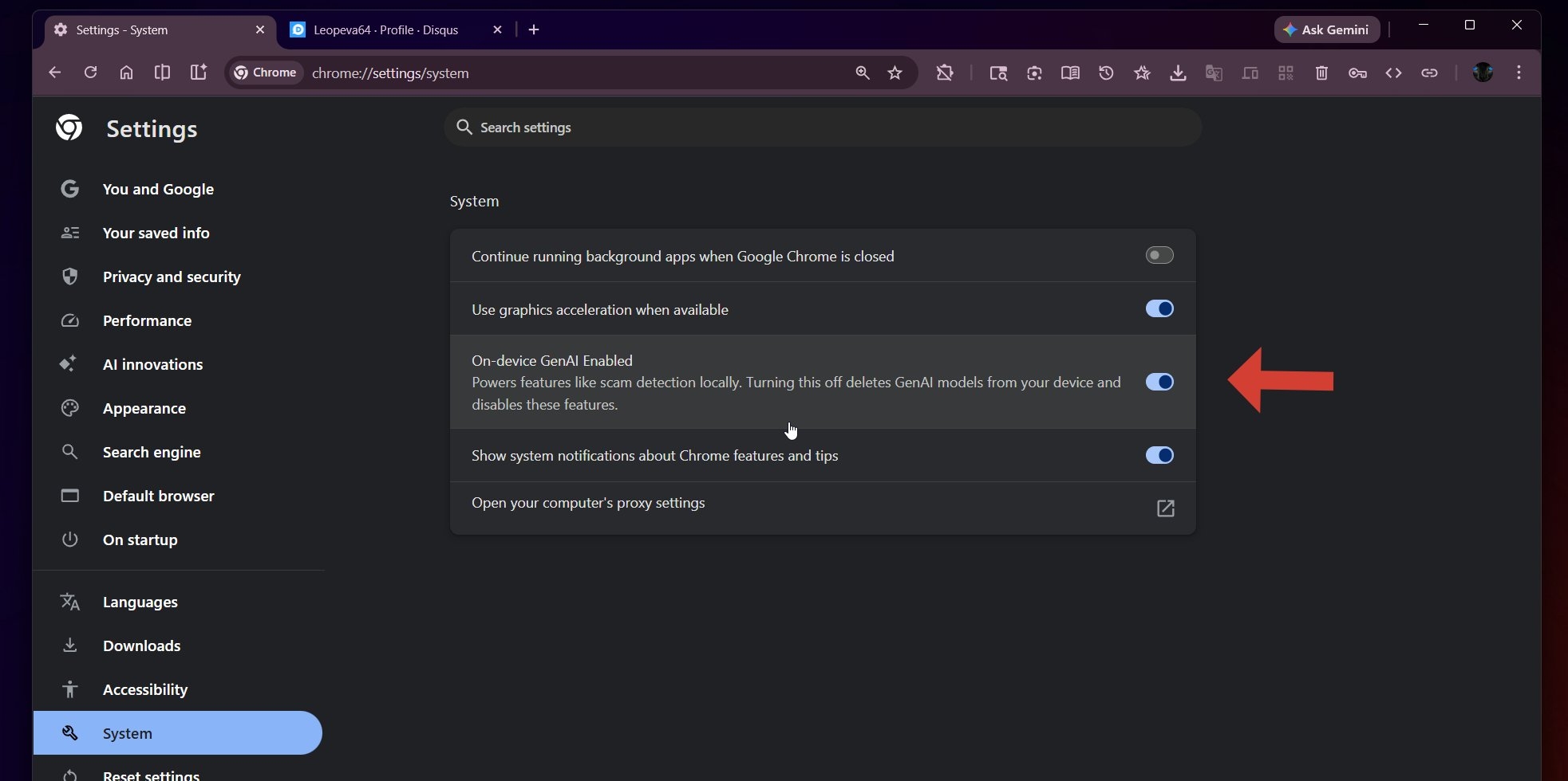 desligar proteção por IA do Chrome