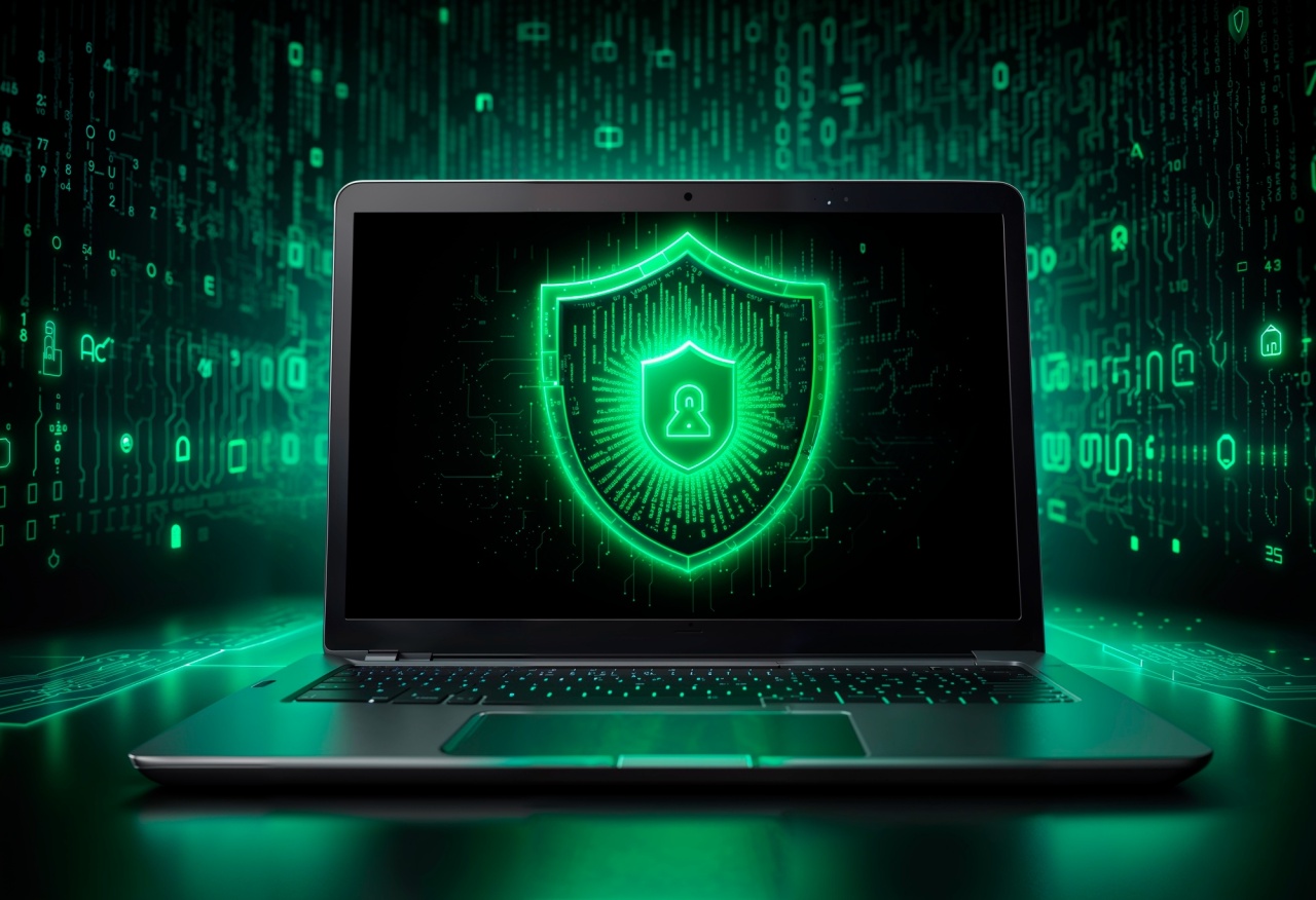 computador com cadeado verde