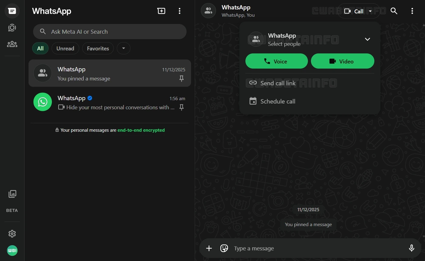 whatsapp web com novas conversas de vídeo