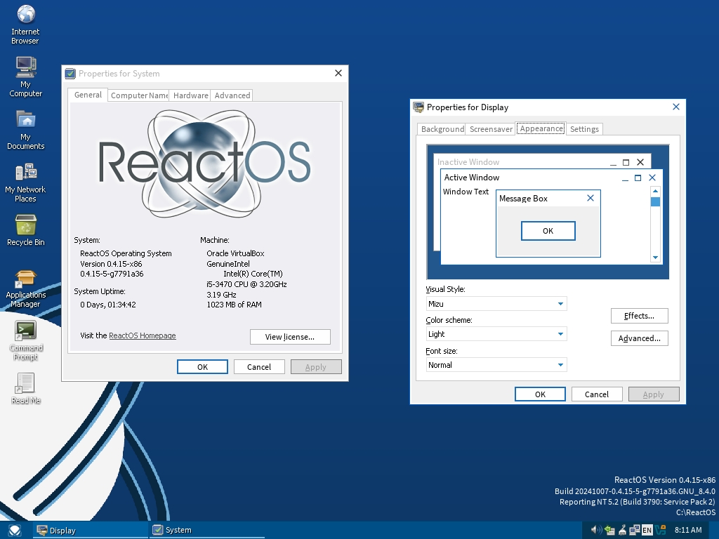 ReactOS imagem do sistema