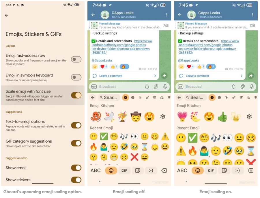 emojis com nova versão do Gboard