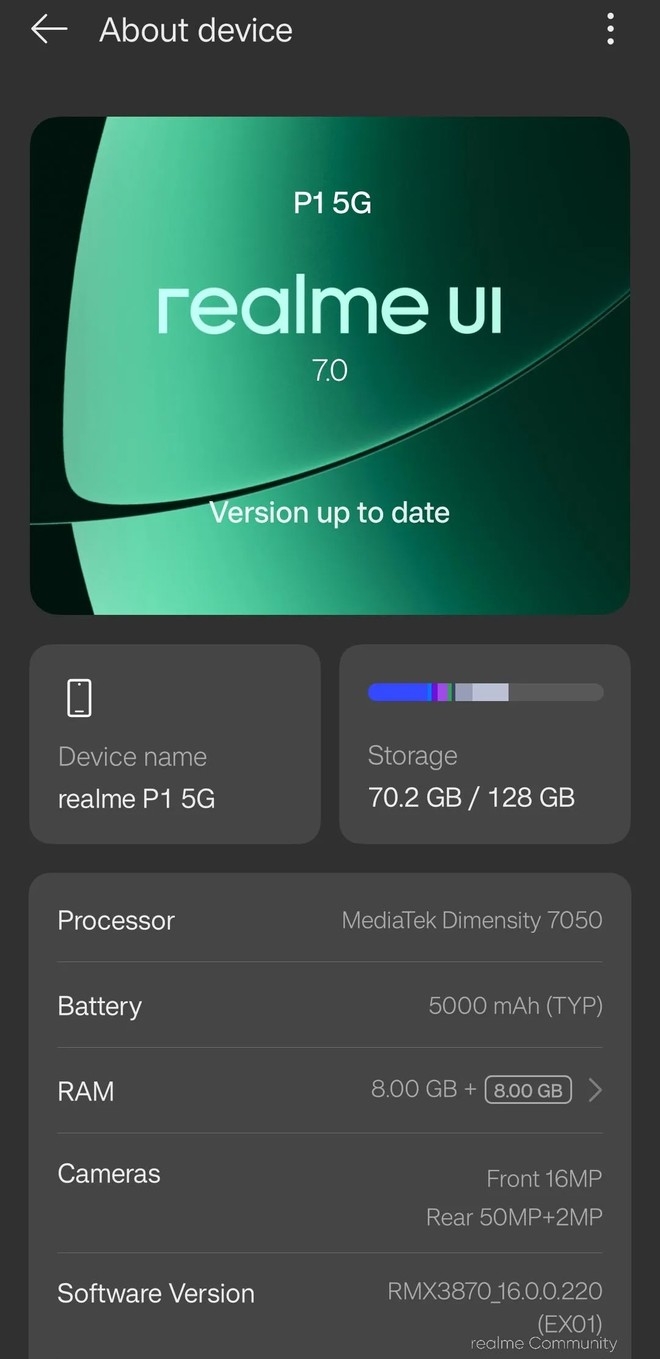 detalhes da atualização realme UI