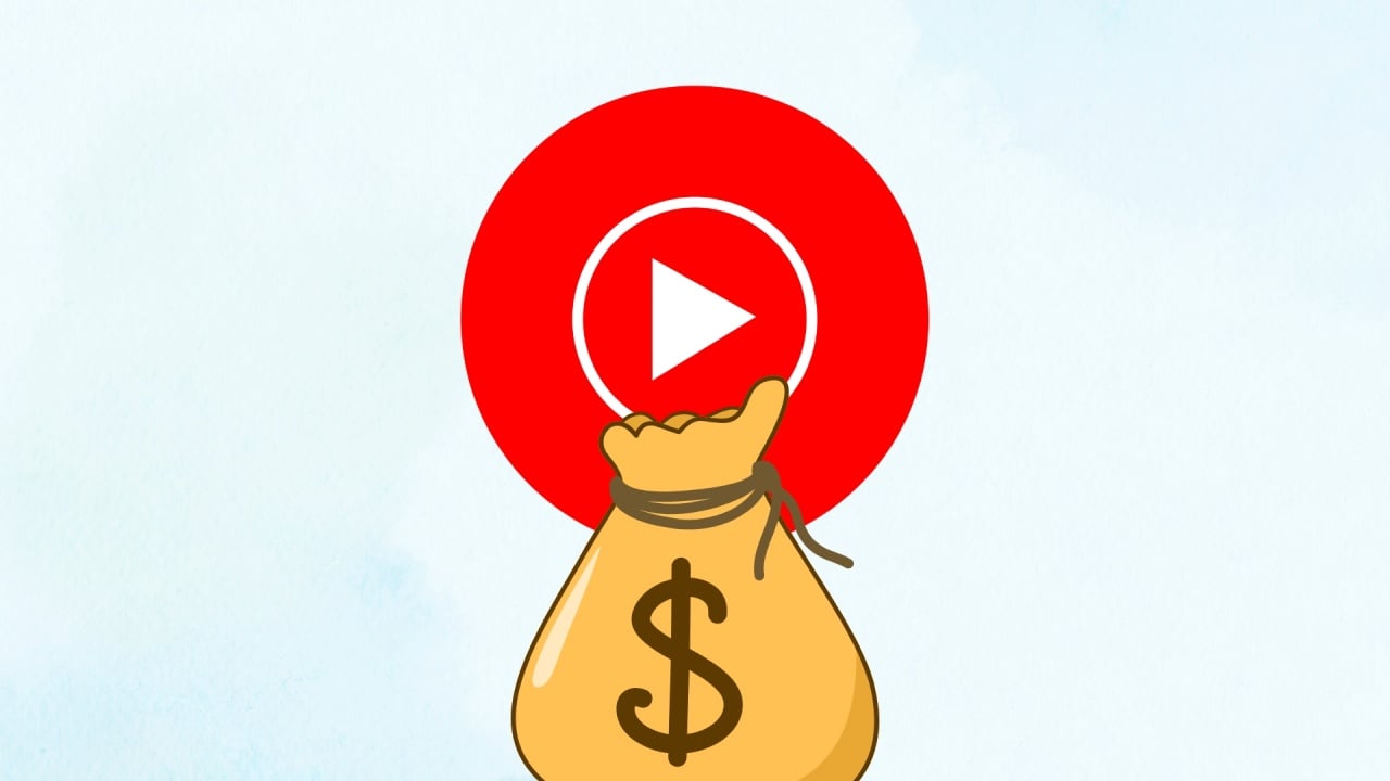 Youtube Music com dinheiro em saco