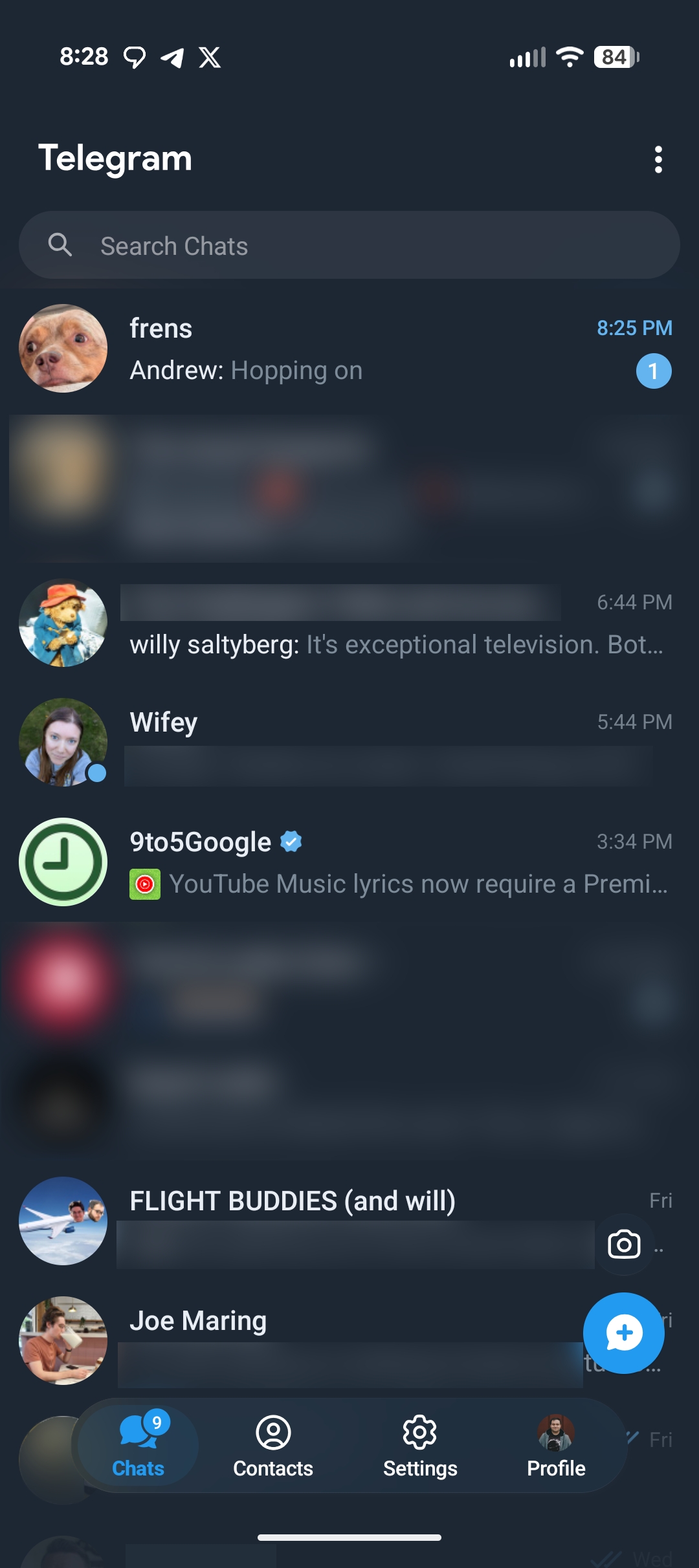 Telegram com nova interface no android