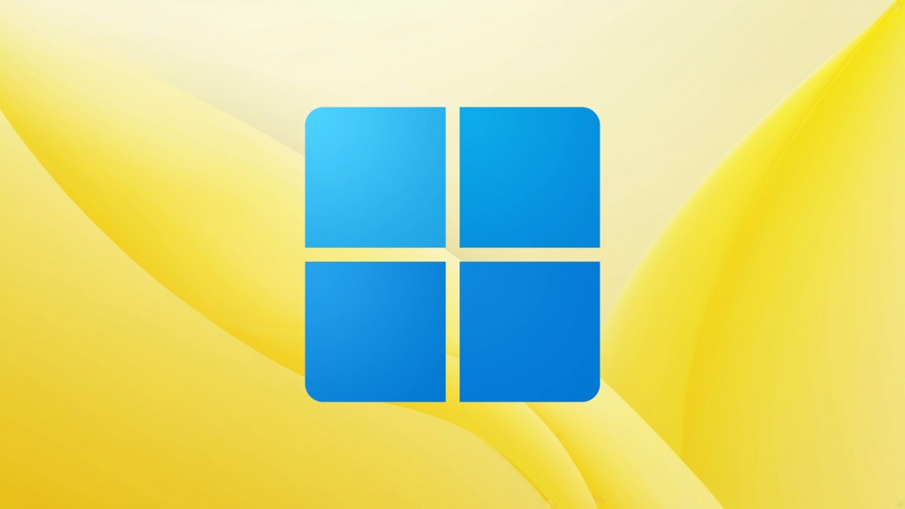 Windows 11 logo em fundo amarelo