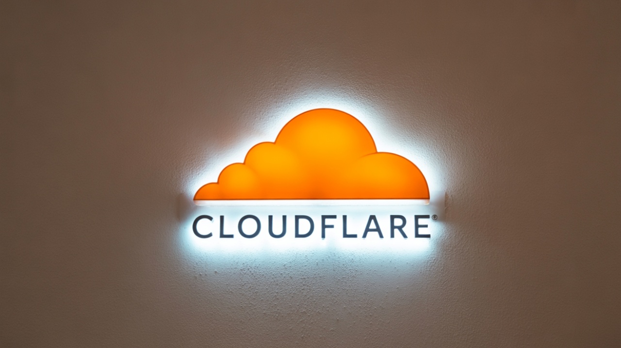 Cloudflare logo em parede
