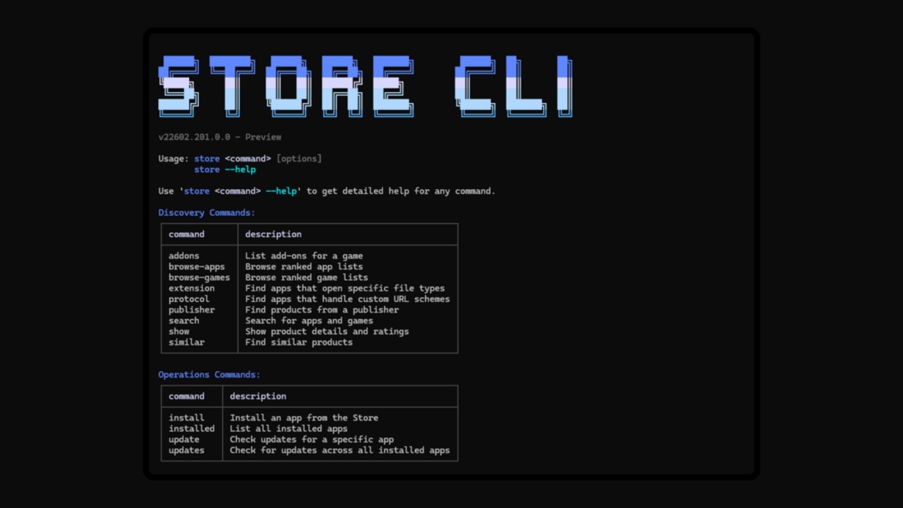 Microsoft Store CLI