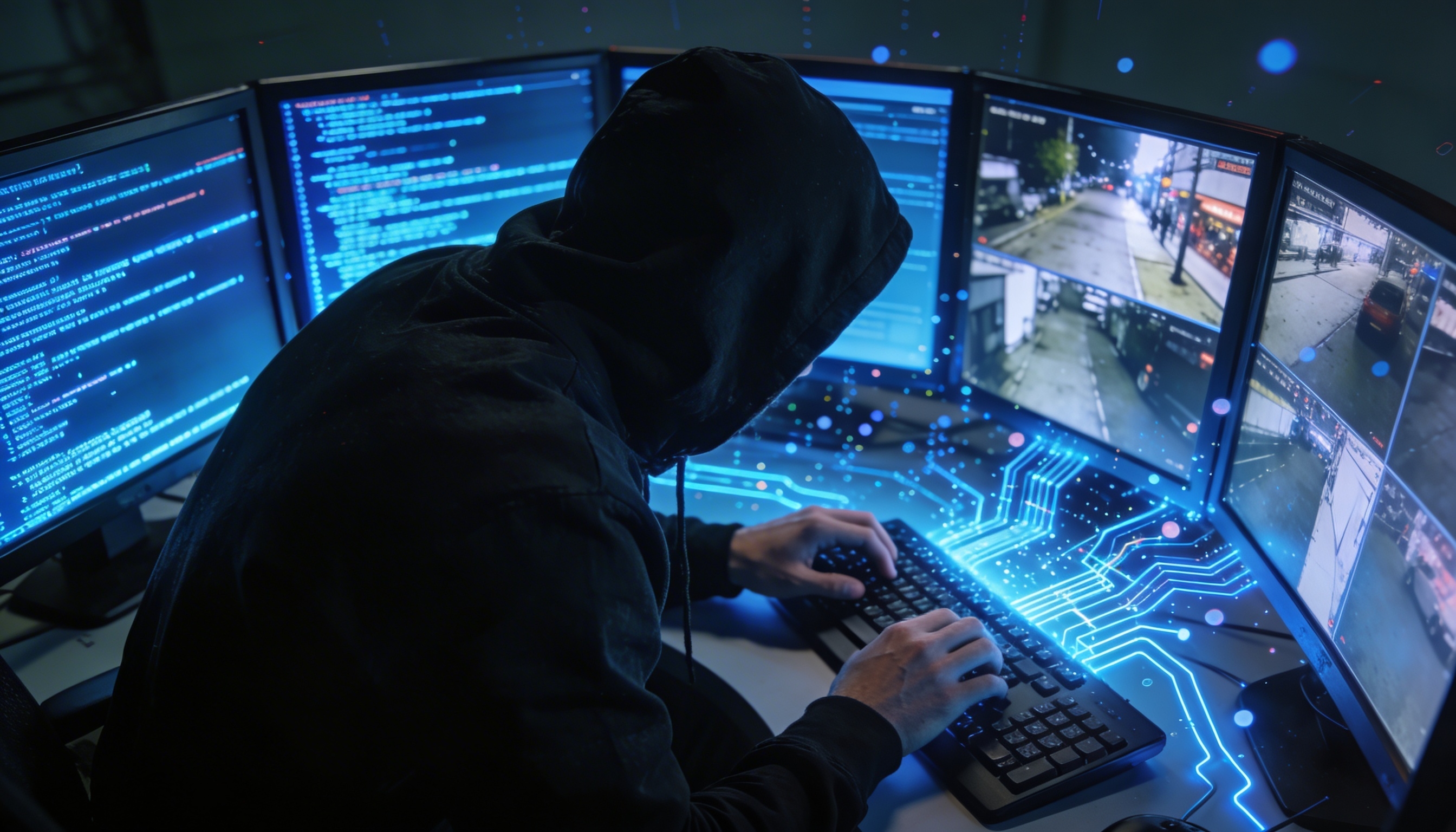 hacker em frente de computadores
