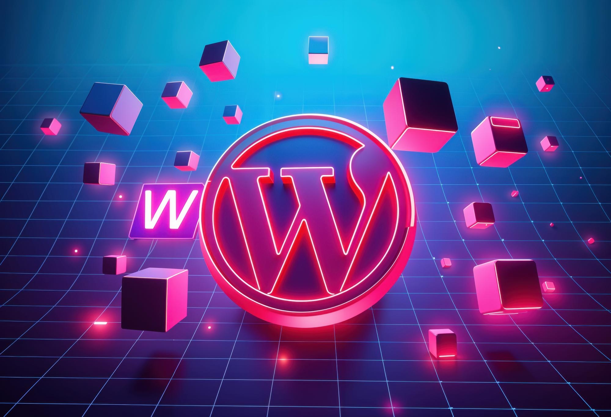 Wordpress em fundo digital