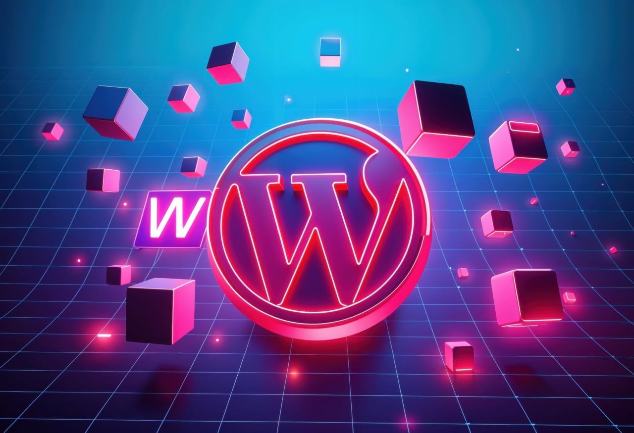 Wordpress em fundo digital