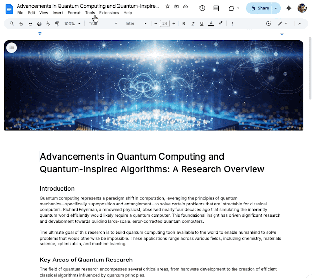 Google docs nova funcionalidade