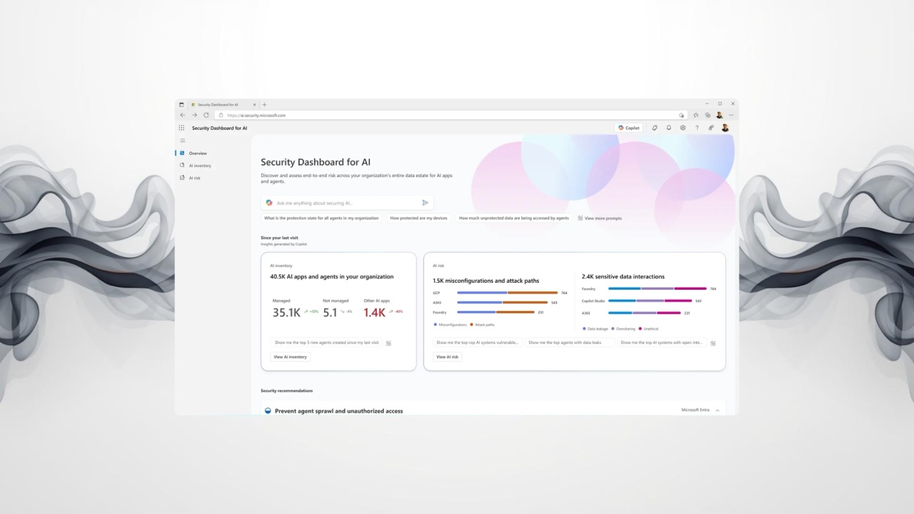 Microsoft painel de segurança