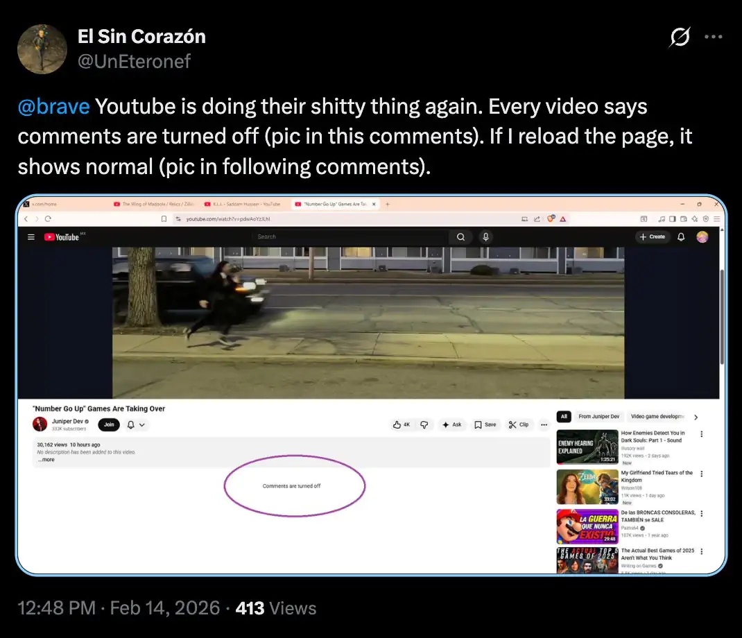 youtube perde descrição e comentários
