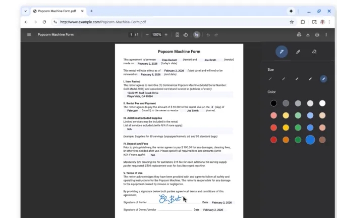 editor de PDF no Chrome integrado