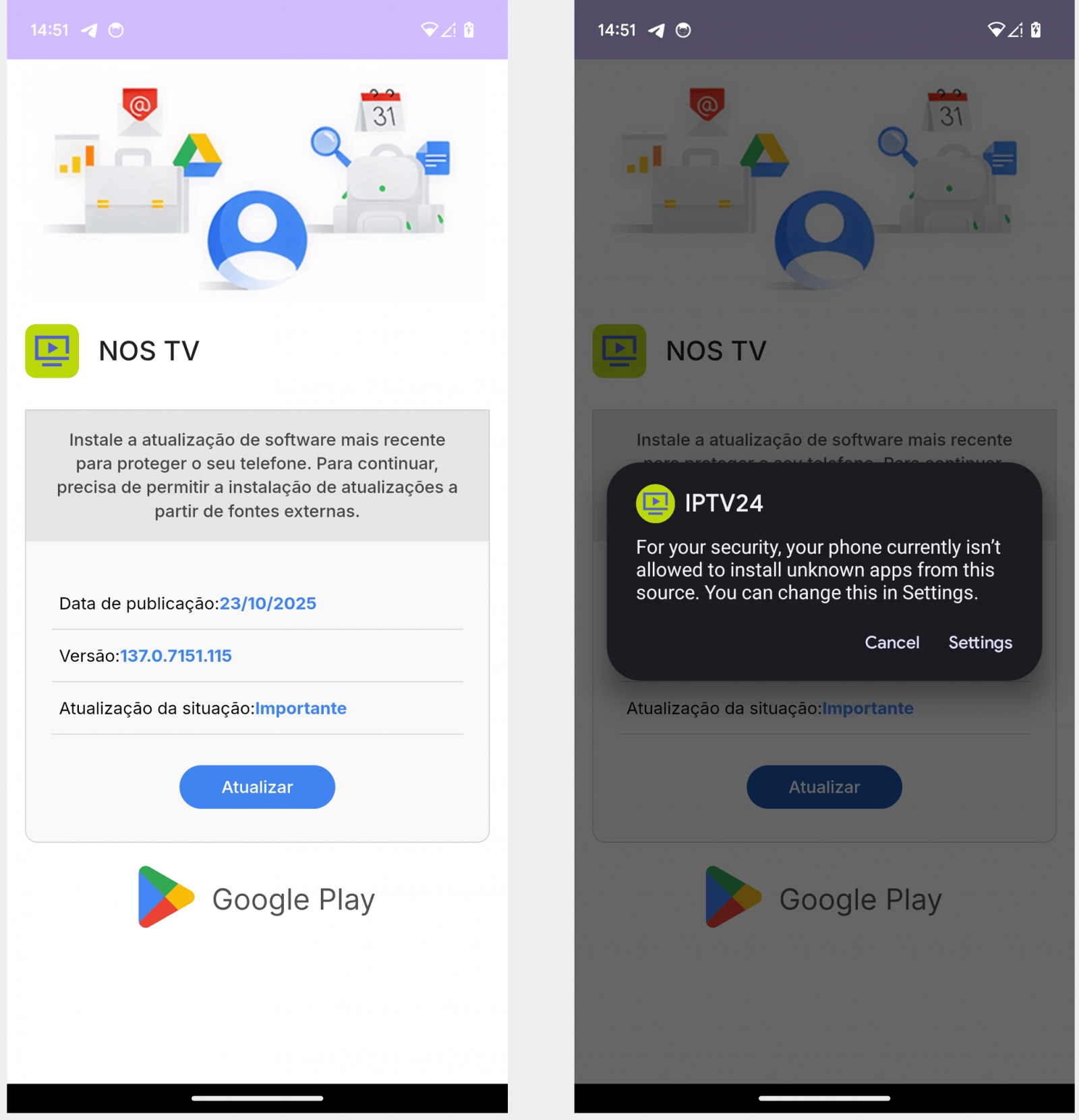 falsa aplicação de iptv