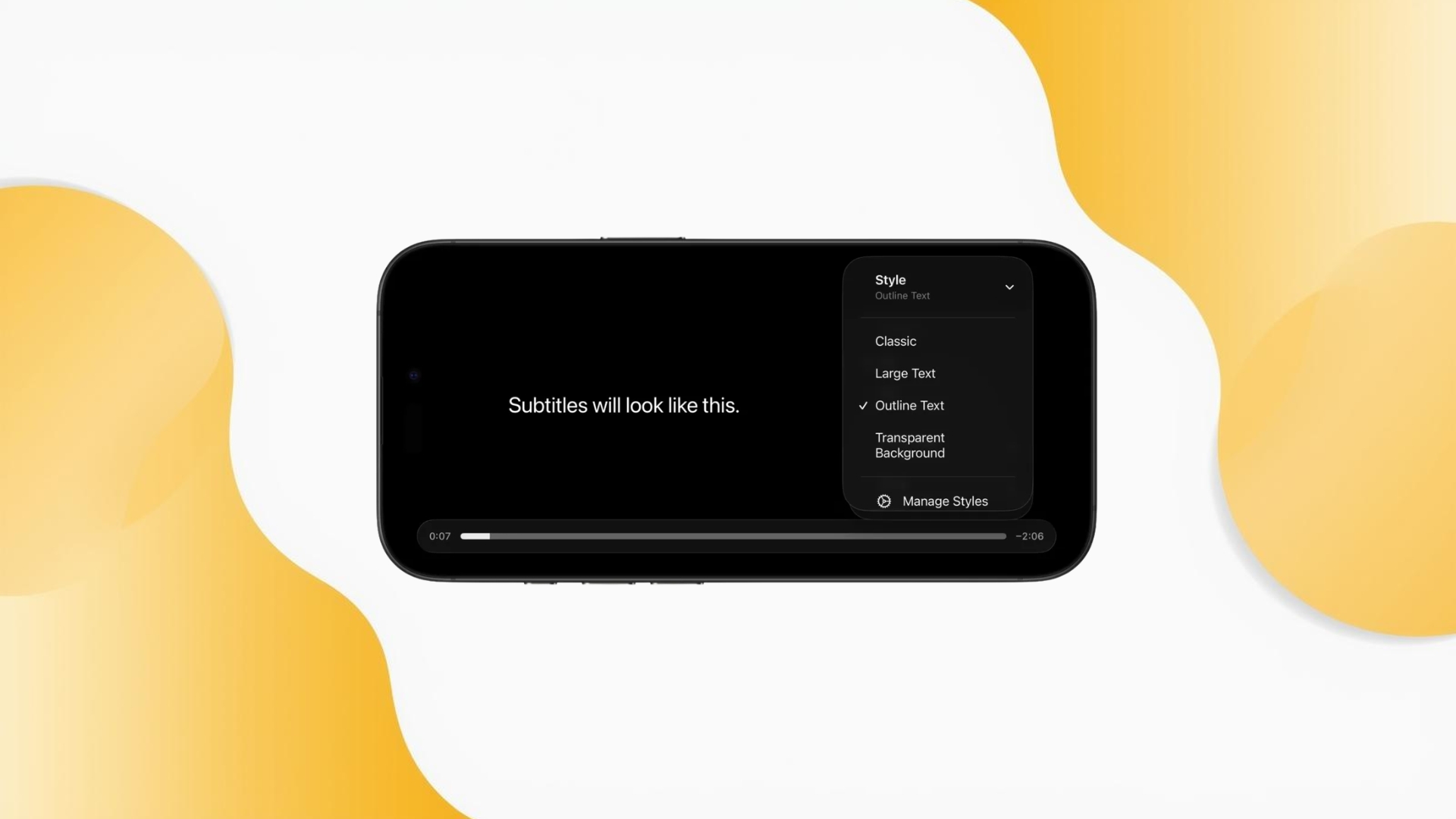 Legendas em sistema da Apple e dispositivo da Apple