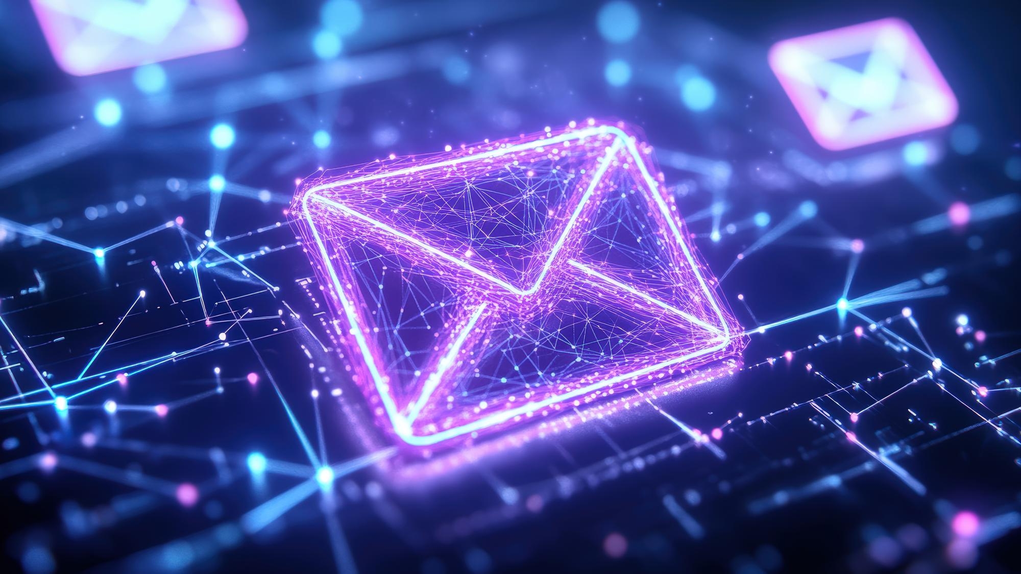 Imagem de um botão de e-mail com uma cor lilás.