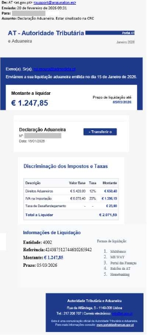 exemplo de email malicioso