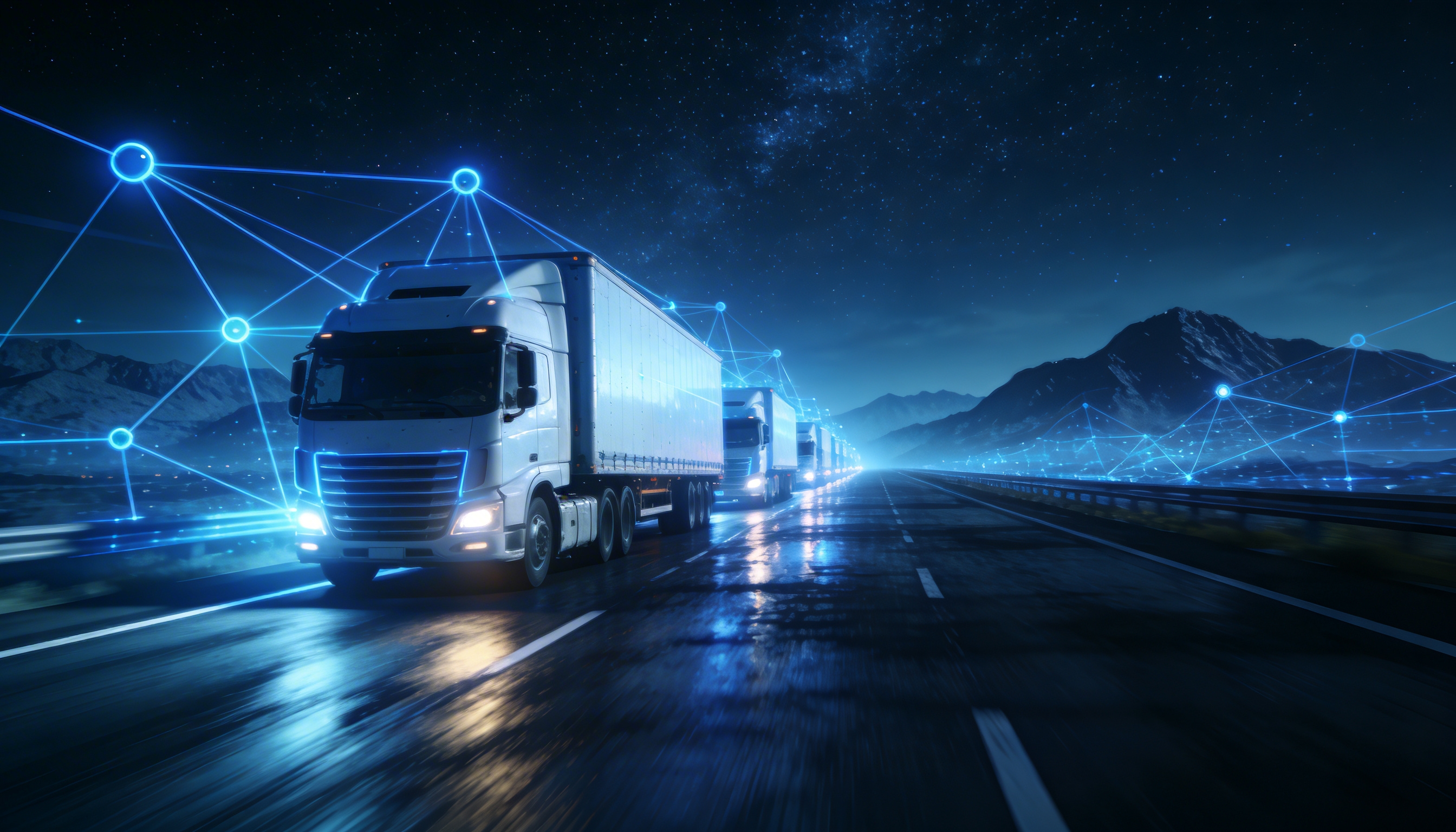 camiões em linha sobre fundo digital