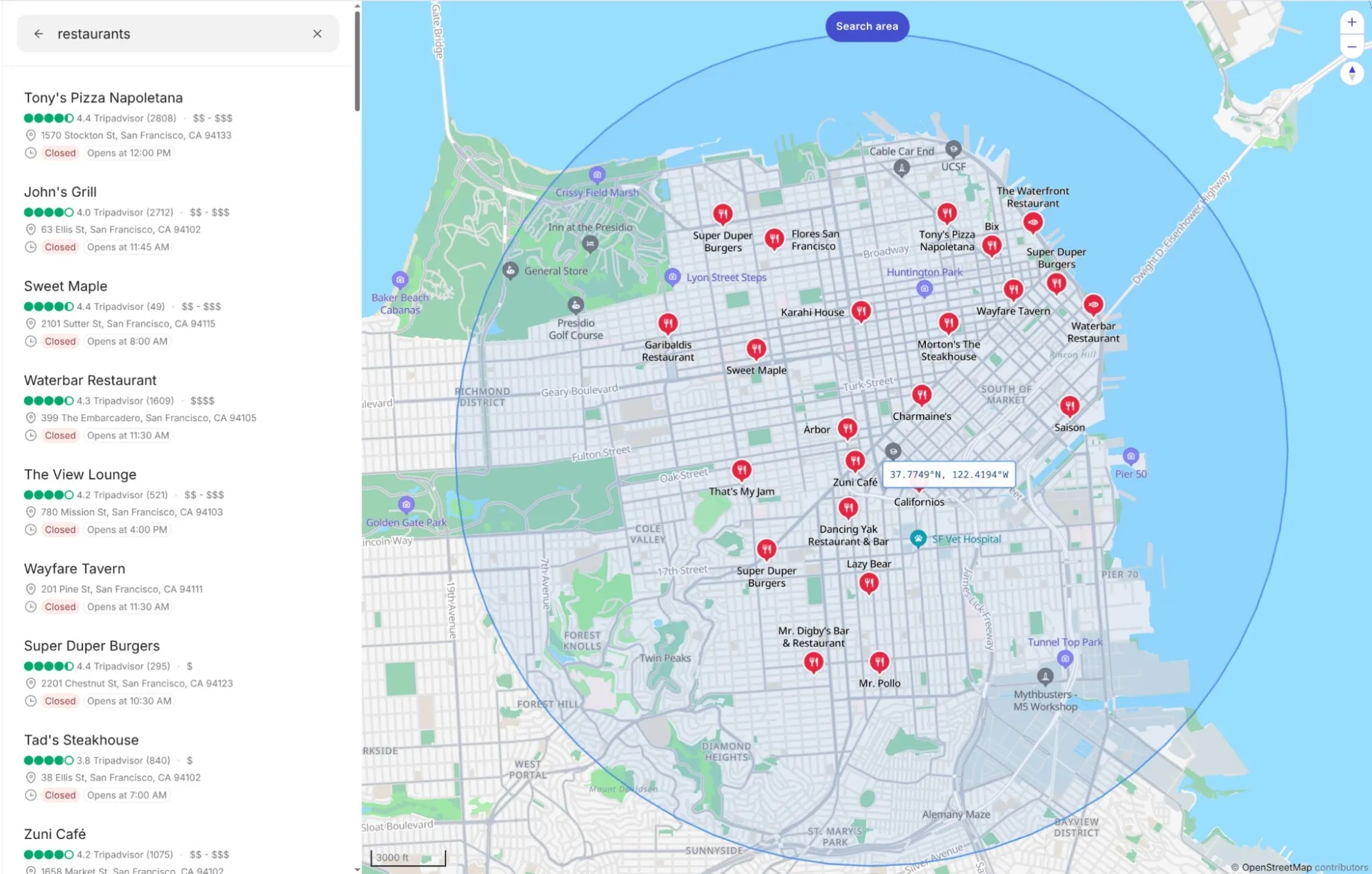 brave api de lugares