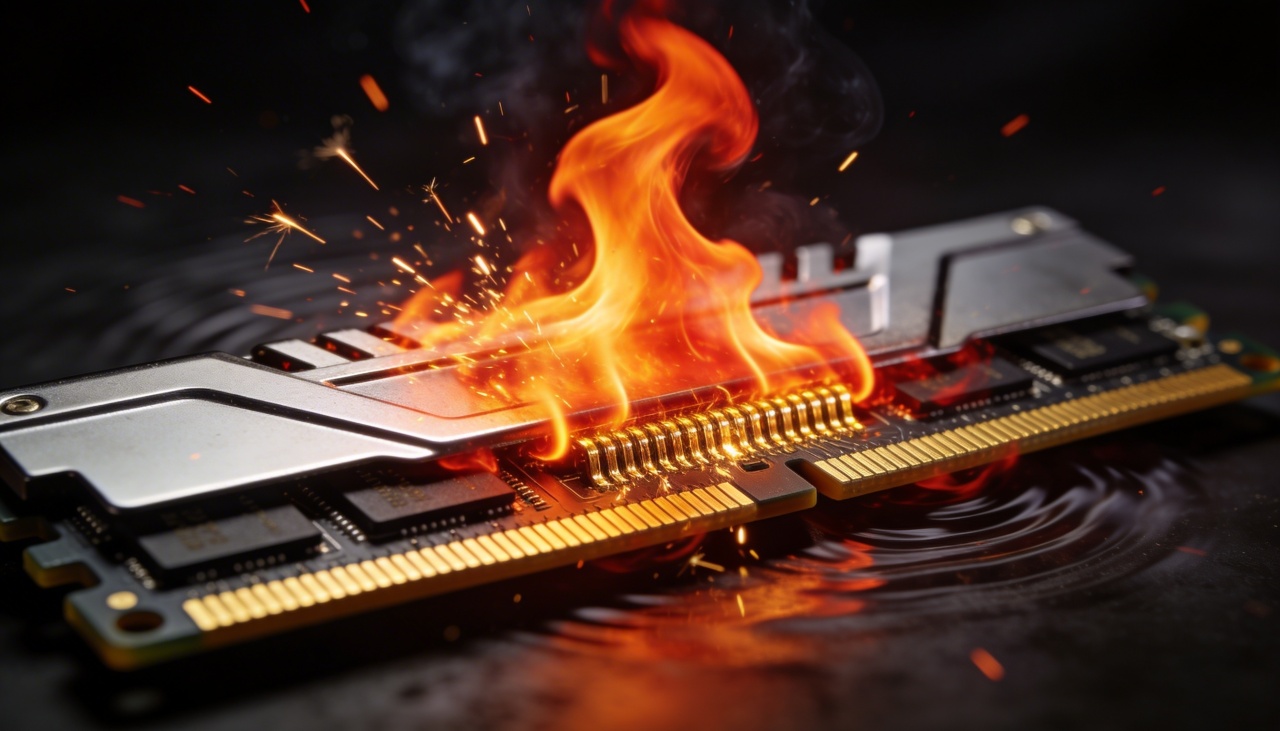 memória RAM de computador em fogo