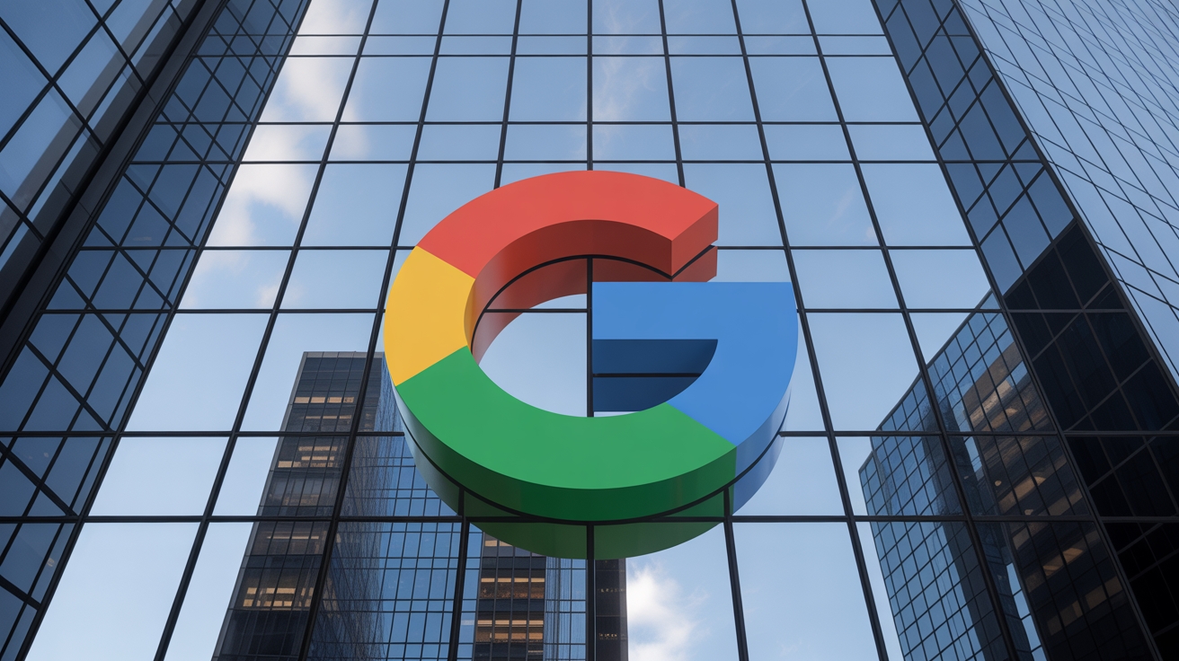 google logo em parede de vidro