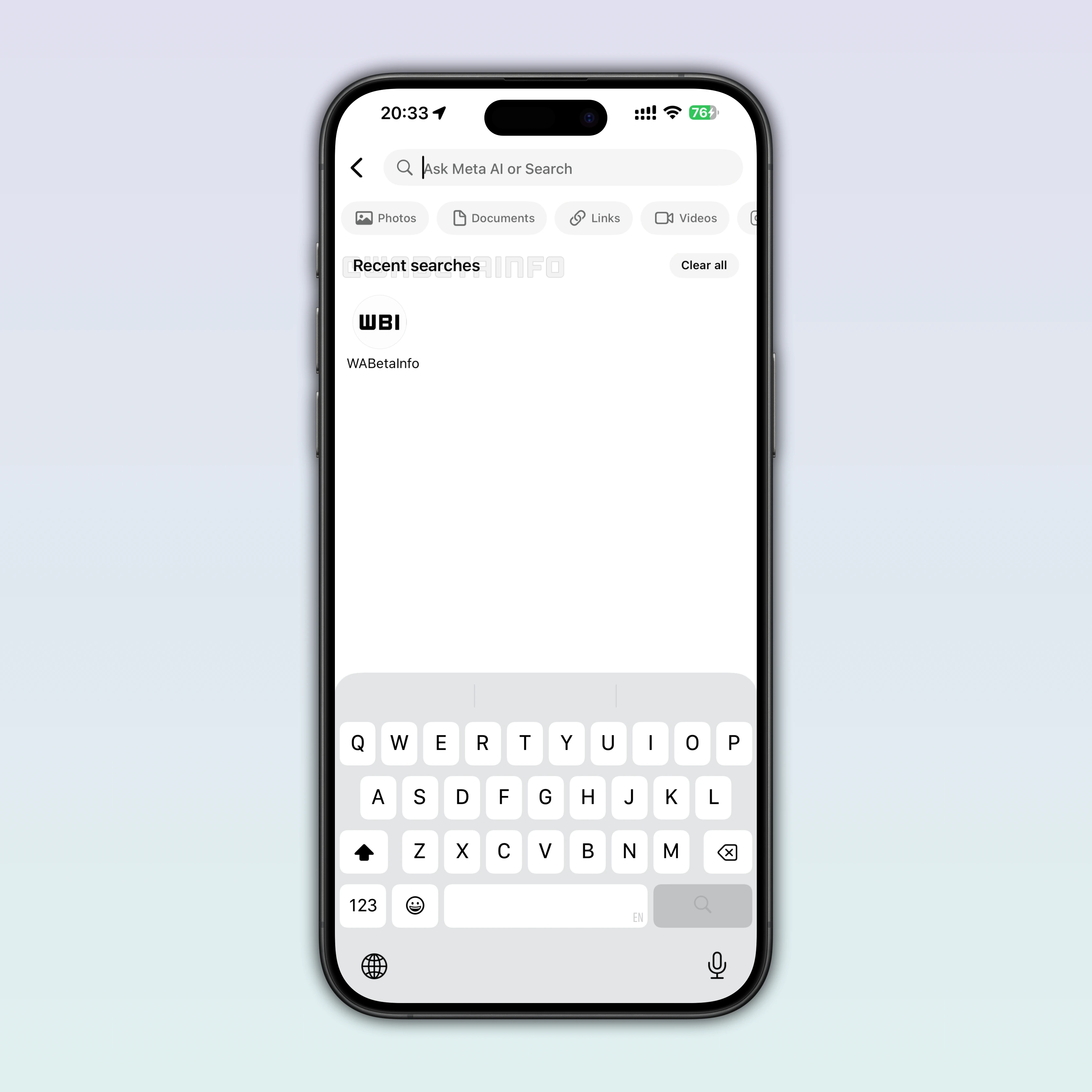 sistema de filtros dentro da app do whatsapp