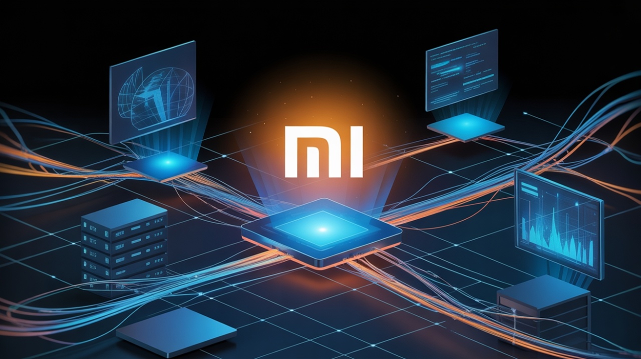 Xiaomi logo em fundo digital