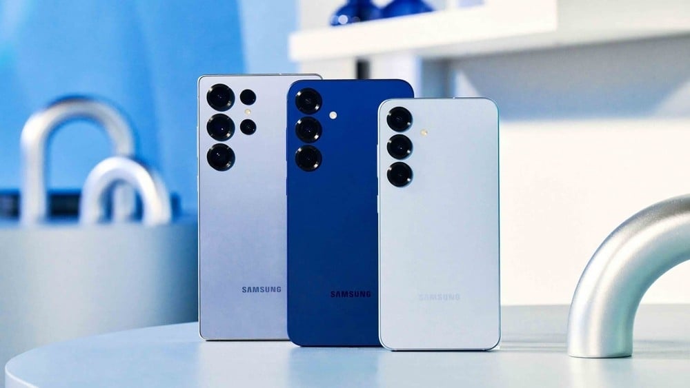 dispositivos da Samsung em cima de uma mesa