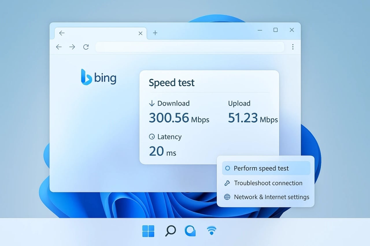 Teste de velocidade no Windows 11