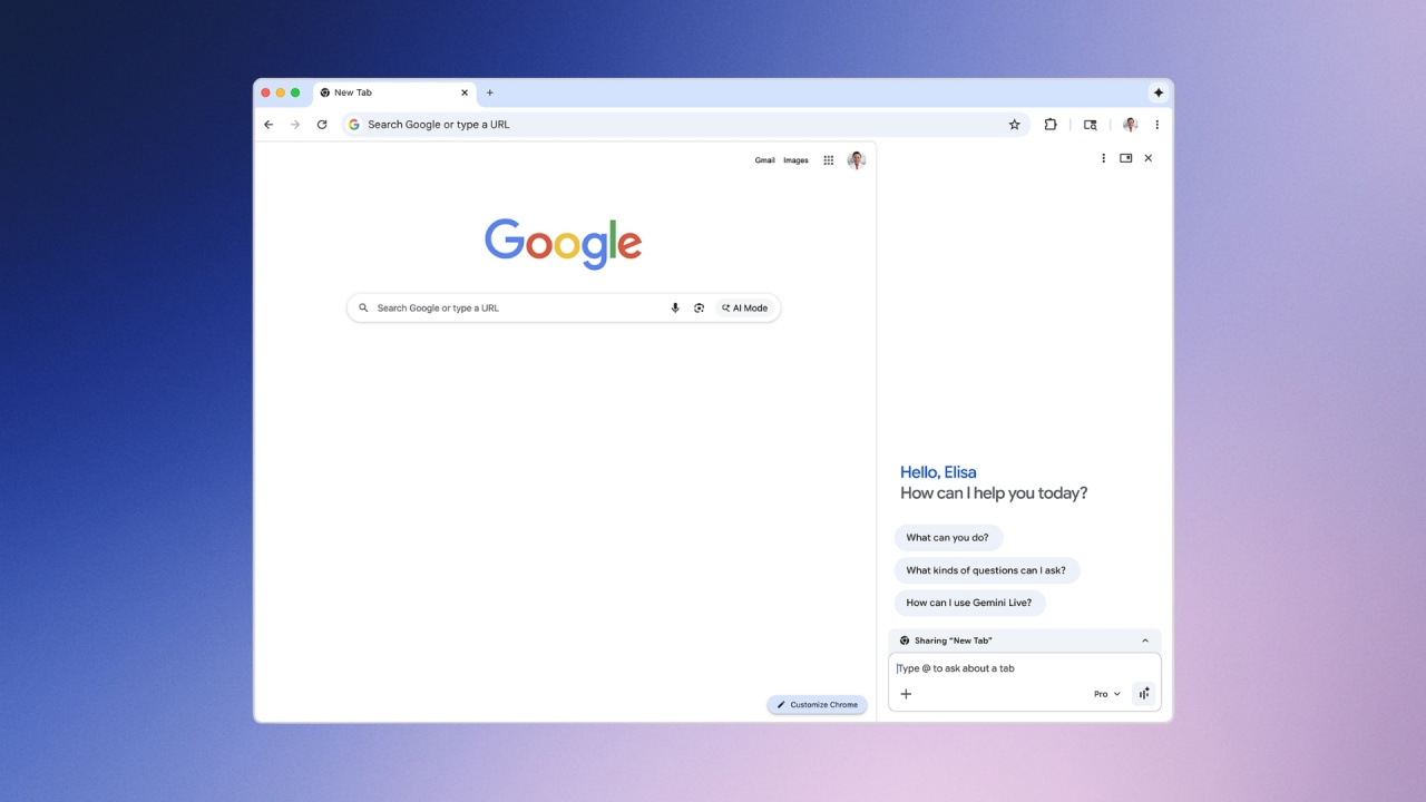Gemini dentro do Google Chrome