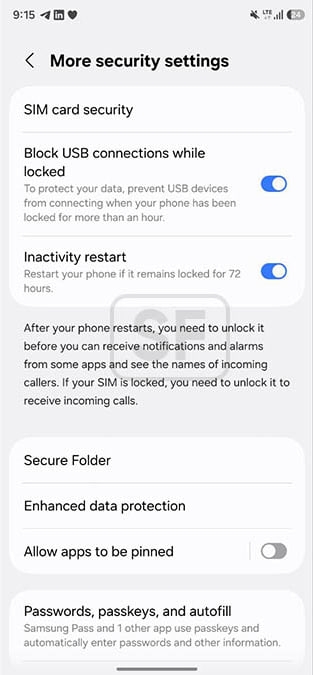 proteção nos dispositivos recentes da samsung
